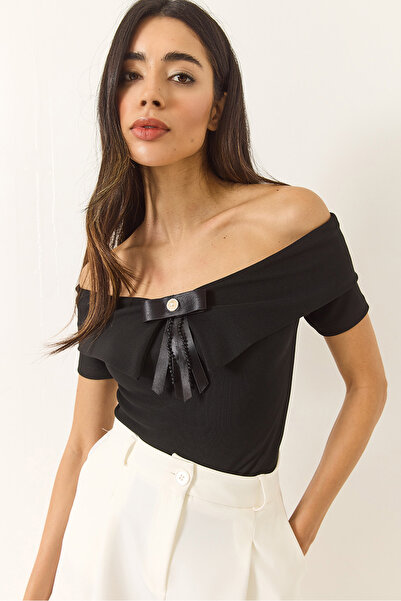 Bianco Lucci Kadın Kurdele Detaylı Manonnda Yaka Bluz 949 60283232