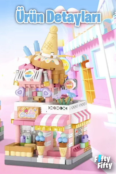 Vagonlife LOZ Micro Block Serisi Dondurma Dükkanı 400 Parça Oyuncak Yapım Seti FFLZ-8813