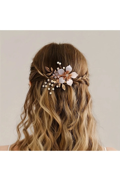 GlassySKY Stylish Pearl Rhinestone and Floral Comb Hair Accessory Birthday/Pa...