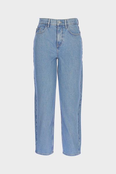 CROSS JEANS Light Blue High Waist Barrel Fit Patı Zippered Jean Pants C 4934-024