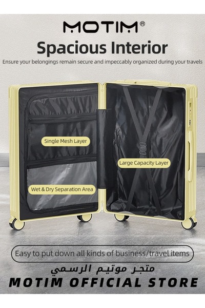 MOTIM Travel Luggage with USB and Type-C Port & Cup Holder & Phone Holder Side Hidden Hook 24 inch