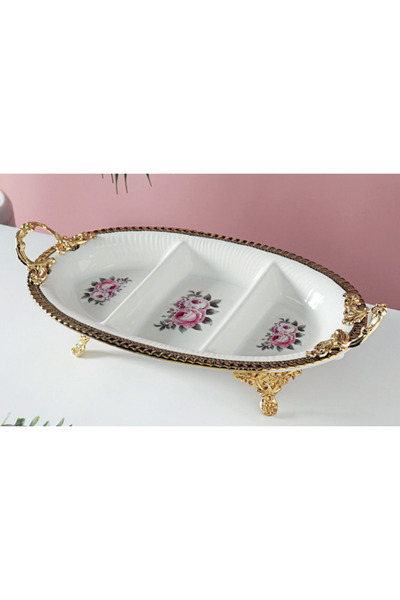 Veliday Davet Ayaklı Sunumluk 36 cm*22cm - Porselen Ayaklı Sunum Tabağı | Pas...