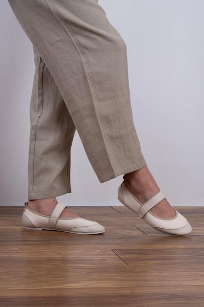 sovrana Real Leather Stretch Women's Shoes Beige