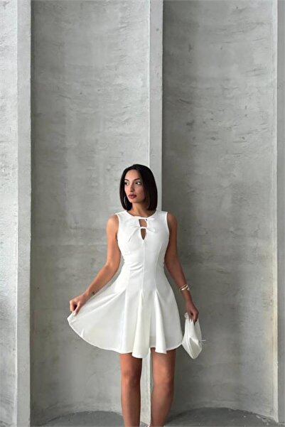 Dipmoda Rochie mini material elastic pentru femei Dipmoda cu detaliu de legar...