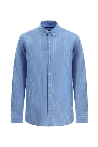 Abdullah Kiğılı Long Sleeve Regular Fit Striped Sports Linen Shirt