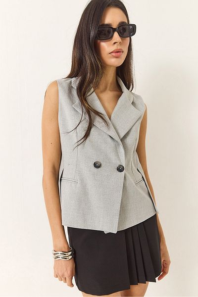 Bianco Lucci Women's Shawl Collar Asymmetrical Cut Vest 60429 60283003