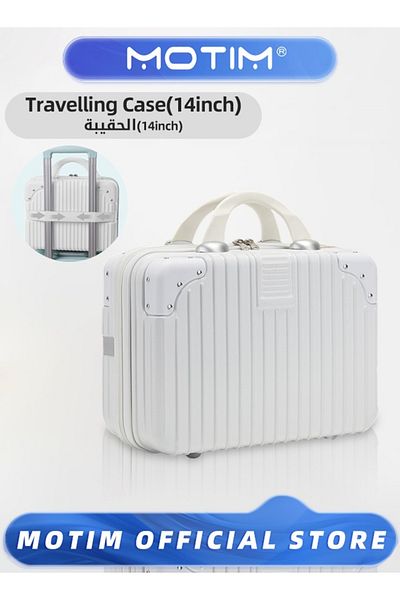 MOTIM Mini Waterproof ABS Hard Shell Case with Elastic Strap & Zipper for Carry-On Luggage 14 inch
