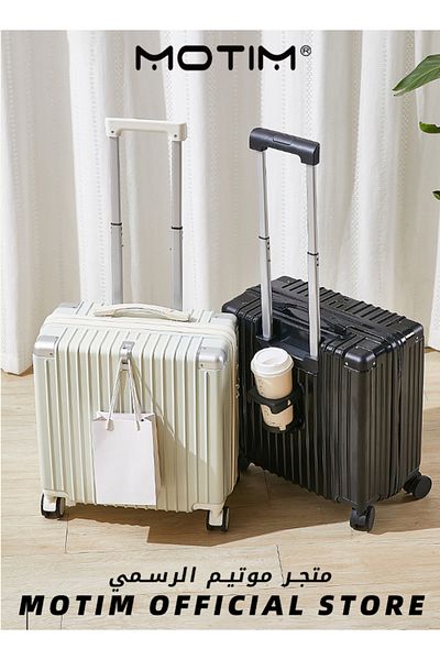 MOTIM Expandable PP Hardshell Carry-On Luggage with TSA Lock & Spinner Wheels & Cup Holder & Hook 18 inch