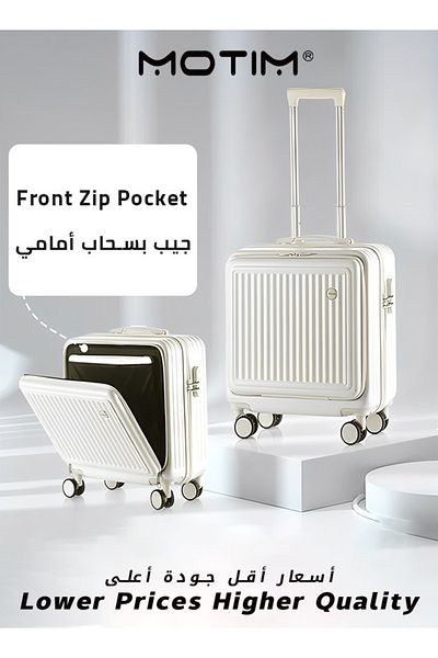 MOTIM Travel Luggage Aluminum Framed Suitcase with Open Laptop Compartment Pocket 55x25x38cm 18 inch
