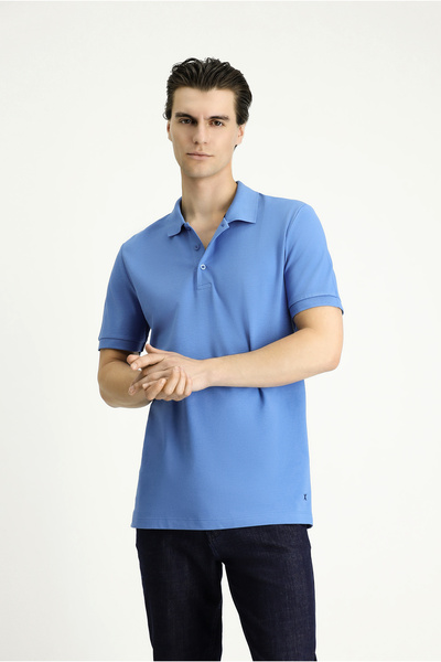 Kiğılı Tricou slim din bumbac brodat cu gât polo
