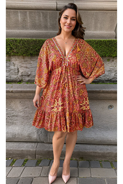 prontoihracat Kadın, Bohem Elbise, Nakış Işlemeli, Hint Kıyafeti, Saten Yazlık Kadın Elbise