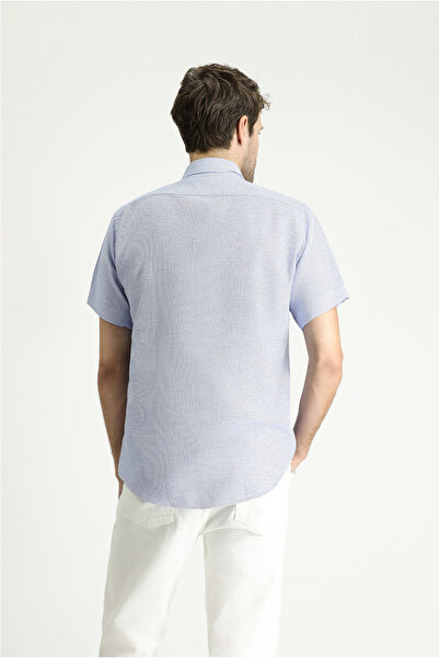 Kiğılı Kısa Kol Regular Fit Desenli Spor Pamuklu Kolay Ütülenebilir Gömlek