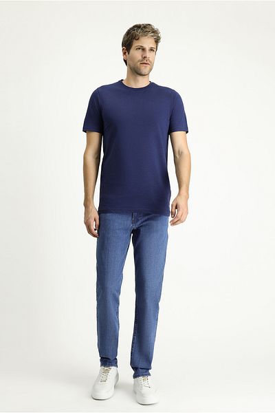 Kiğılı Crew Neck Slim Fit Slim Fit Linen Blend T-Shirt