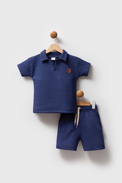 BT Baby Boys' Short Sleeve Polo Collar Tshirt and Shorts Summer Bottom Top Children's Set