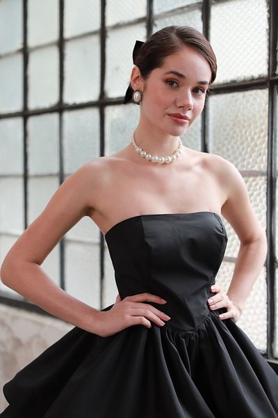 minel aşk Mini Strapless Neckline Layered Dress