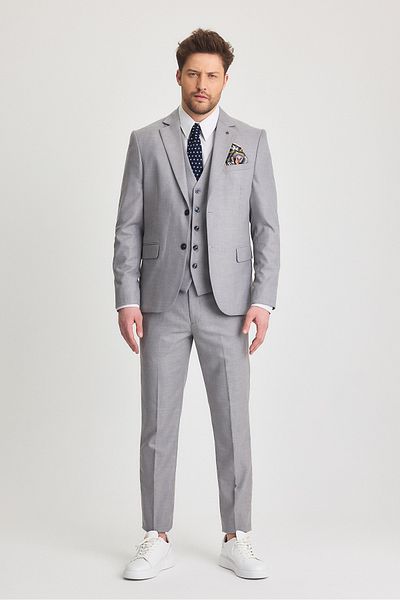 Frappoli Men's Dark Ice Slim Fit Jacket Pants Vest Suit