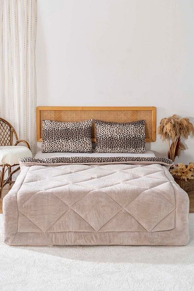 Riva Set pilota de lux Wellsoft cu două fețe Beige Leopard Loura 155x215 cm