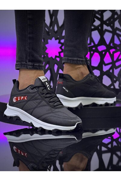 BİKAJOO Erkek Siyah Beyaz Paraşüt Su Geçirmez Günlük Ortopedik Rahat Kışlık Sneaker BKJ1048