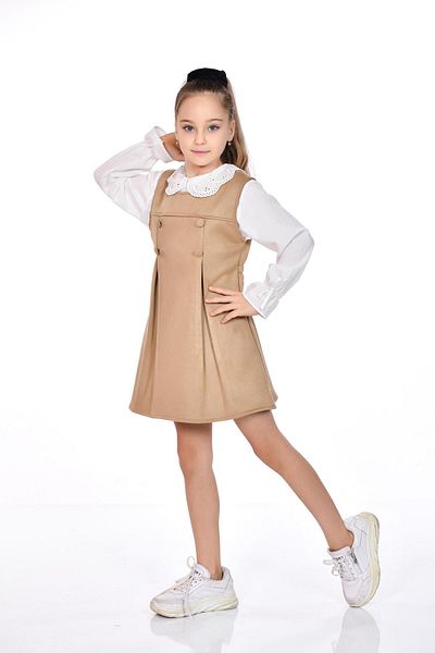 Kamex Suede Lace Collar Girl's Dress