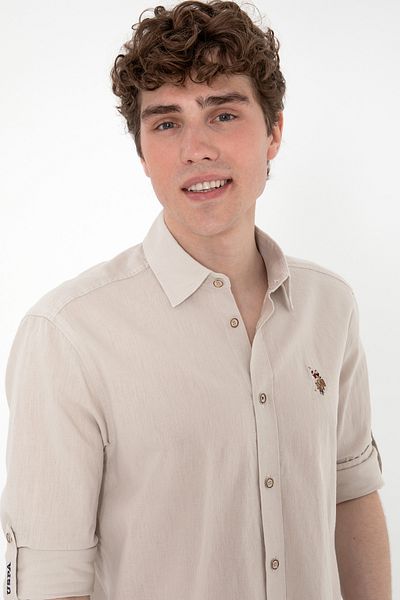 U.S. Polo Assn. Мъжка риза с дълъг ръкав в цвят „Каменна“ 50297868-VR049