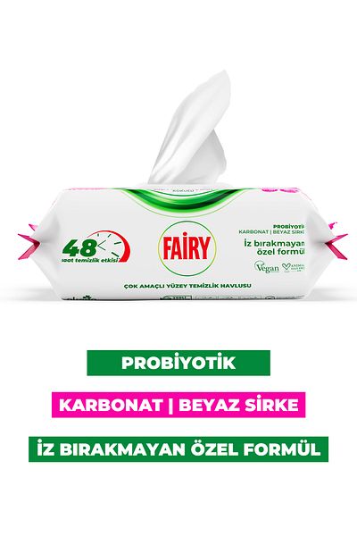 Fairy Multi-Purpose Surface Cleaning Towel 100 Sheets 3 Pieces |   Lily Flower |   White Vinegar Baking Soda