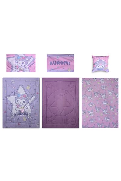 kuromi 5-piece Comforter Set With Brushed Microfiber & Polyester Shell – Purple
