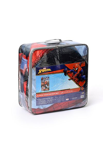 SPIDERMAN طقم لحاف سرير ٥ في ١ من Bnb - مصنوع من ألياف دقيقة ناعمة وغطاء بوليستر - أحمر