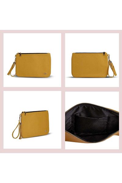 dellel Dellel Yellow Vegan Leather Clutch