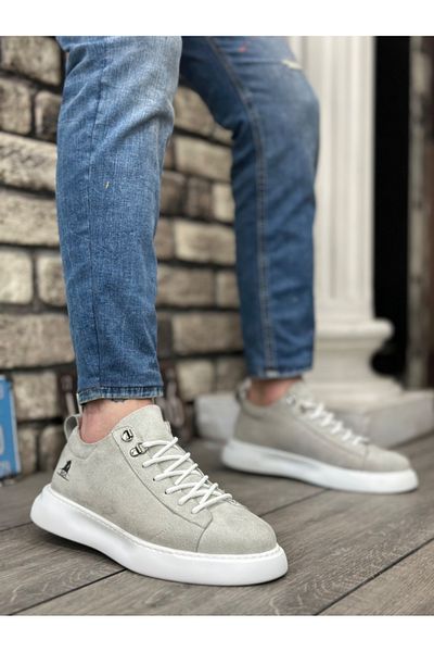 EBRUS TREND Ba0331 Lace-Up Men's High Sole Gray Suede White Sole Sports Shoes