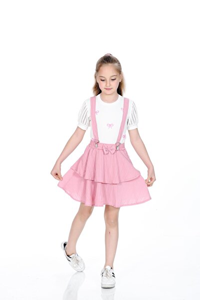 Kamex T-Shirt Bow Detailed Girl's Salopet