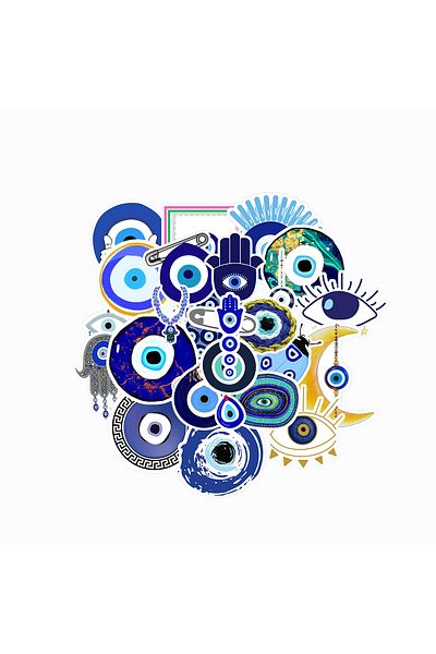 dadi ramba Evil Eye Bead Sticker Pack - Bullet Journal - Agenda - Planner - Notebook - Laptop Sticker Decal