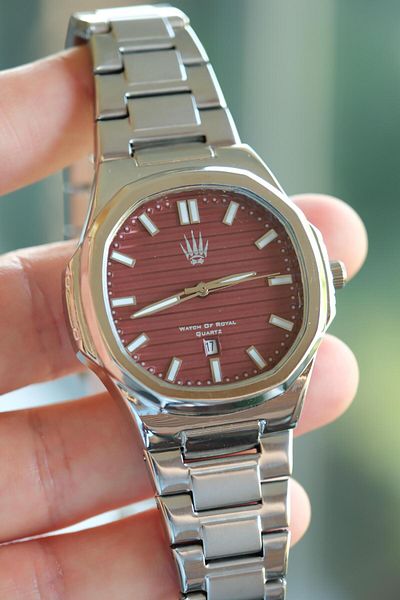 WATCHOFROYAL Novatick Silver Claret Red Wristwatch