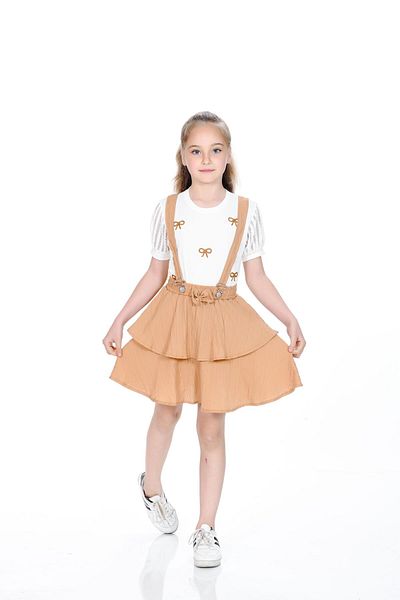 Kamex T-Shirt Bow Detailed Girl's Salopet