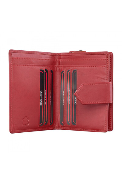 delis Women's Wallet, Melusine Pt1224, Genuine Leather, Red