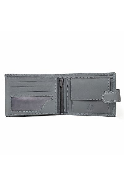 delis Men's Wallet, Iacov Pt1176, Genuine Leather, Gray