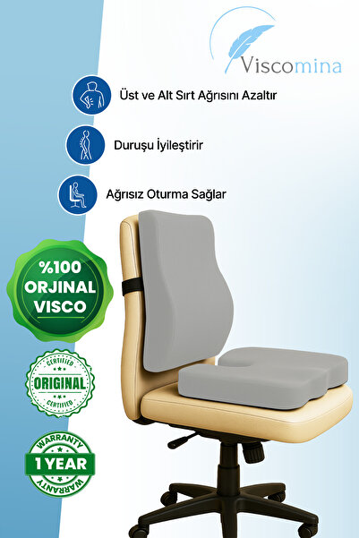 Viscomina Orthopedic Set of 2 Lumbar and Sitting Cushions 100% Visco Ergonomic Support for Office & Car Use