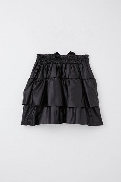 Breeze Кожена пола за момиче с многопластови панделки, 5-10 години, черна