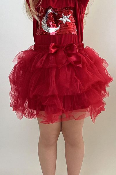 Breeze Girl's Tutu Skirt with Bow 4-8 Years, Red