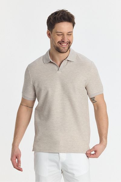Frappoli Stretching Fabric - Nikol Ανδρικό μπλουζάκι Polo με βιζόν Lycra Cotton Blend Sports Collar Slim Fit