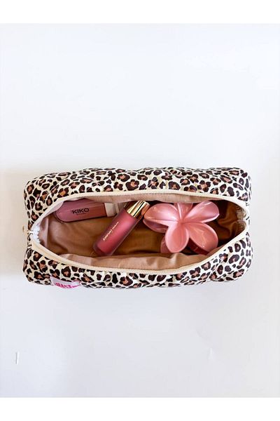 girlsybags Μολυβοθήκη μονόφθαλμη με σχέδιο λεοπάρ Κοκέτα μολυβοθήκη με φερμουάρ 21x10x7