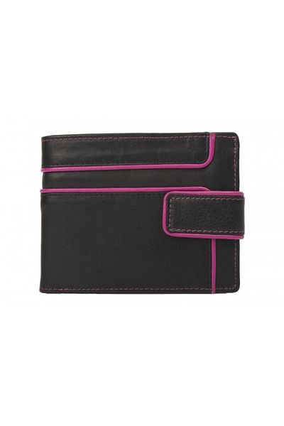 delis Men's wallet, Davis PT1371, genuine leather, Black/Pink