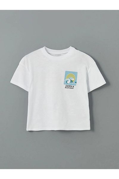 LC Waikiki LCW Kids White Crew Neck Αγόρι μπλουζάκι με στάμπα