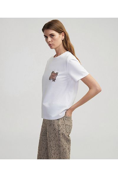 İpekyol T-Shirt with Visual Print Stone