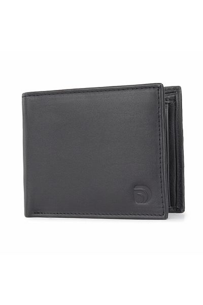 delis Men's Wallet, Narcis Pt1161, Genuine Leather, Black-red