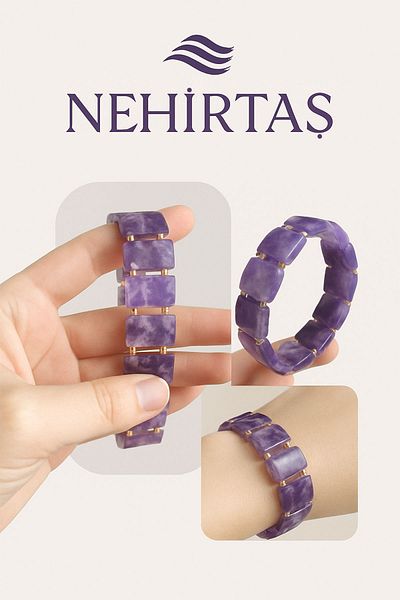 NehirTaş Certified Custom Cut Amethyst Bracelet