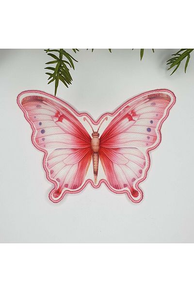 decofav Καραμέλα Ροζ Πεταλούδα Κέντημα Edge Fabric Cocktail Napkin 1 Τεμάχιο