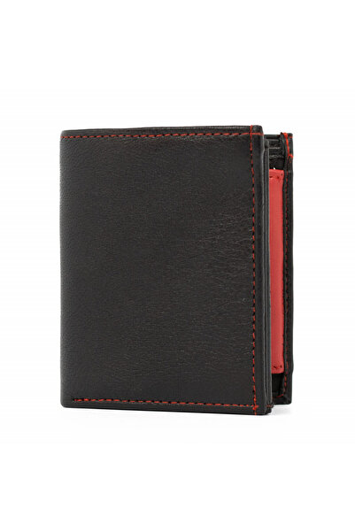 delis Portofel Barbati Landon Pt948, Piele Naturala, Negru - Rosu