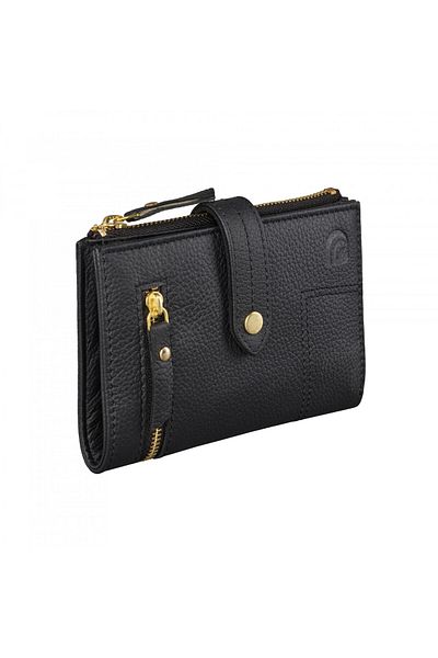 delis Women's Wallet, Leandra Pt1234, Genuine Leather, Black