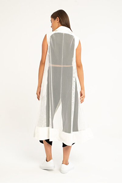 BEBE PLUS Women's Mesh Detail Design Long Vest