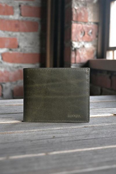 Modica Atlanta - Genuine Leather Classic Men's Green Wallet with Coin Compartment, High-Level Handcrafted